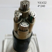 翼航线缆国标正品YJLV22 0.6/1kV 4x240铝芯交联聚乙烯绝缘四芯钢...