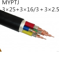 供应翼航线缆MYPTJ 3*25+3*16/3+3*2.5 煤矿用移动金属屏蔽监视型橡套软电缆 足方足米