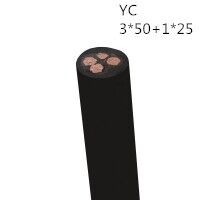 供应翼航线缆YC 3*50+1*25 优质正品铜芯重型通用橡套电缆足方足米