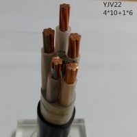 供应翼航线缆YJV22 4*10+1*6 钢带铠装优质电缆  足方足米 保质保量
